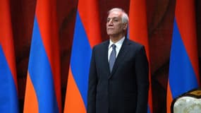 Le président arménien Vahagn Khatchatourian, le 13 mars 2022 à Erevan après son élection
