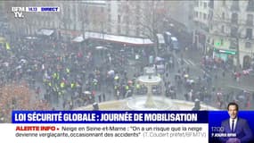 Loi Sécurité globale: des opposants se rassemblent place Félix Éboué à Paris