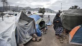 Le camp de Vial sur l'île de Chios, en Grèce - Image d’illustration 