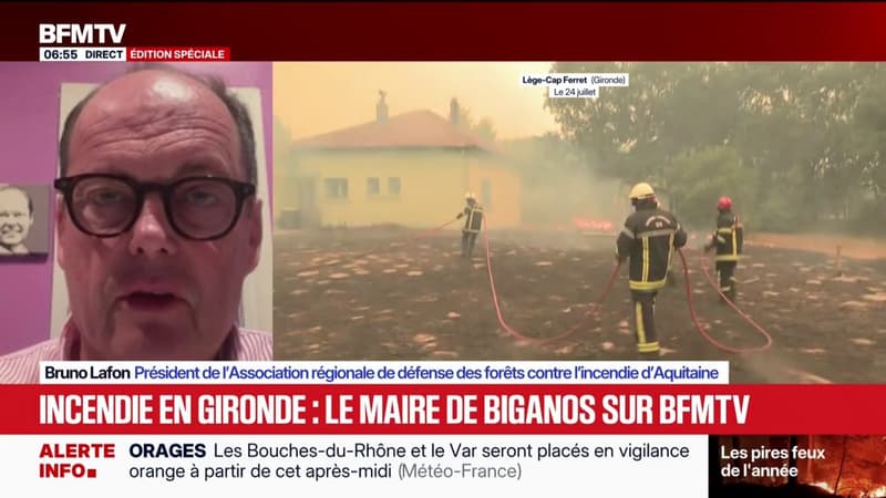 Incendie en Gironde: le maire de Biganos indique que l'incendie a parcouru "plus de 30.000 hectares"
