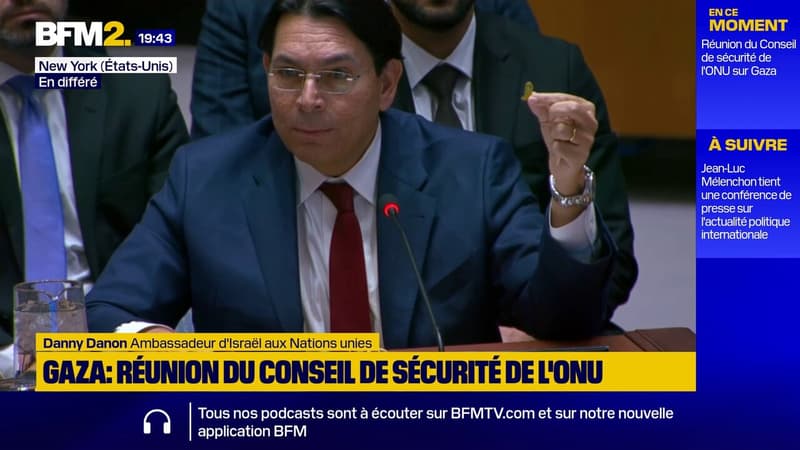 "Pour la première fois depuis 843 jours, je suis au Conseil, sans porter ce pin's au revers de ma veste", déclare l'ambassadeur d'Israël