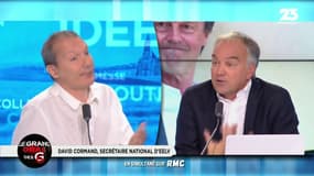#GrandOral - "Vous trouvez que c'est rationnel d'utiliser, chaque matin, sa bagniole ? Une tonne pour transporter une personne ! Ridicule." affirme @DavidCormand. @Olivier_Truchot rétorque : "C'est rationnel de s'entasser dans un train ?" #GGRMC #HulotDem