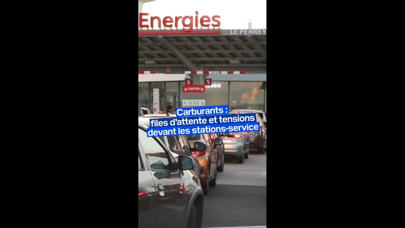 Carburants: longues files d'attente et tensions devant les stations-service