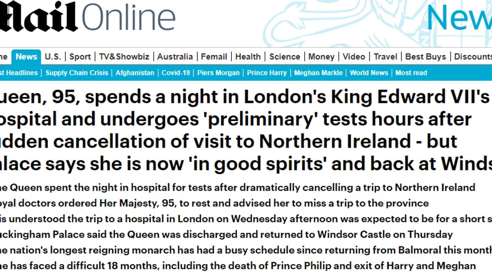 Le Daily Mail de ce vendredi 21 octobre 2021