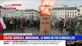 Mercosur: un cercueil "RIP agriculture" déposé devant le Parlement européen à Bruxelles
