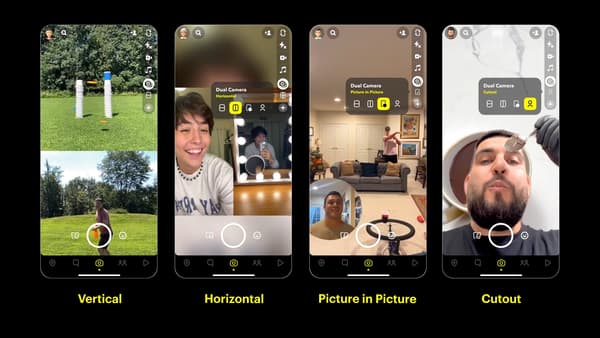 Snapchat permet désormais d'enregistrer ou de prendre une photo en utilisant deux caméras.