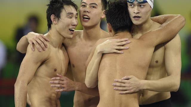 De droite à gauche, Yang Sun, Zetao Ning, Yongqing Lin et Hexin Yu, quatre des meilleurs nageurs de Chine.