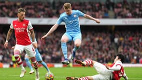 Kevin De Bruyne face à Arsenal, en janvier 2022.