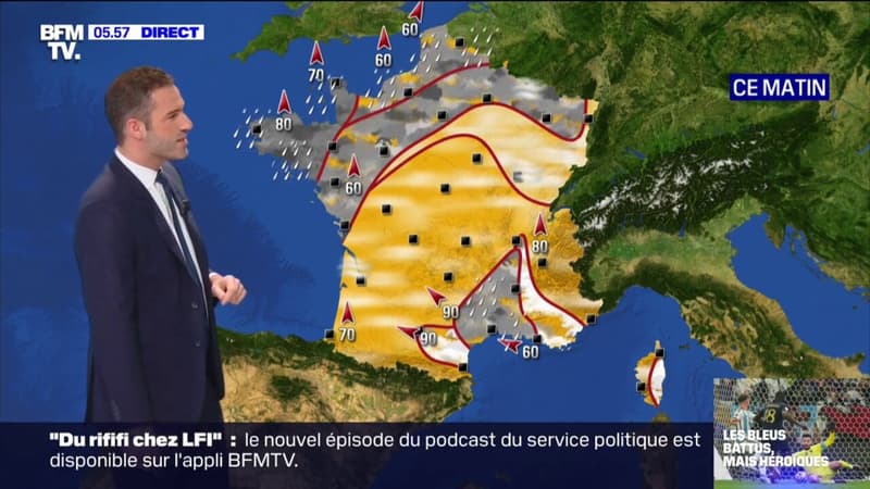 Des températures en hausse sur tout le pays et de la pluie sur le nord-ouest ce lundi