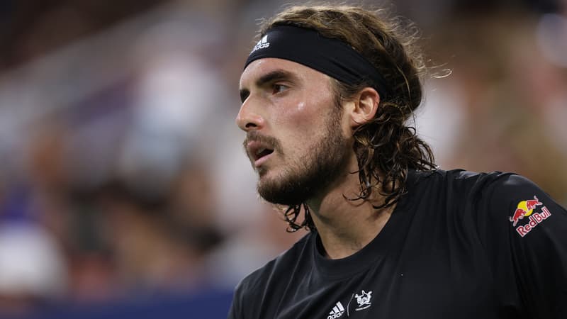 Stefanos Tsitsipas, le 29 août 2022, lors du premier tour de l'US Open