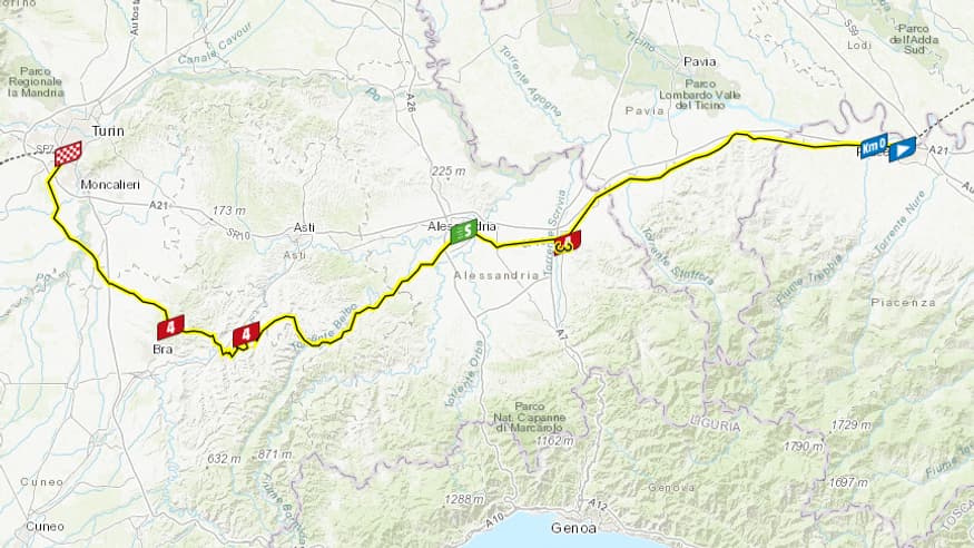 Le parcours de la troisième étape du Tour de France 2024 entre Plaisance et Turin Le parcours de la troisième étape du Tour de France 2024 entre Plaisance et Turin