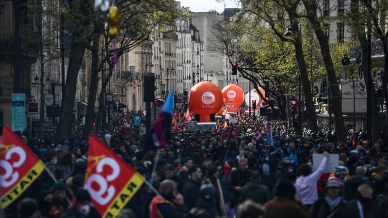 Manifestation contre la réforme des retraites à Paris le 13 avril 2023
