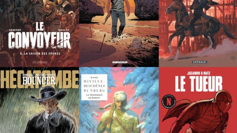 Les couvertures des BD "Le Convoyeur", "Tango", "Undertaker", "Bouncer", "Zaroff" et "Le Tueur" Les couvertures des BD "Le Convoyeur", "Tango", "Undertaker", "Bouncer", "Zaroff" et "Le Tueur"