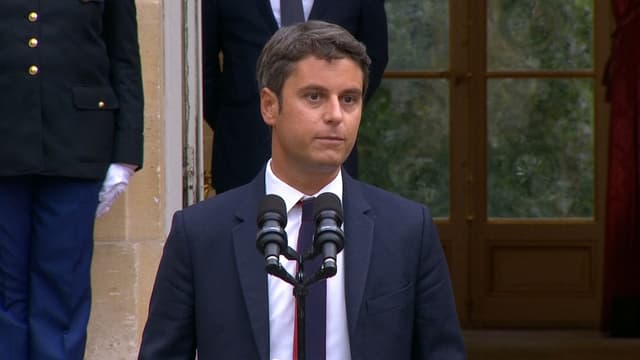 Gabriel Attal lors de la passation de pouvoir ce jeudi 5 septembre 2024