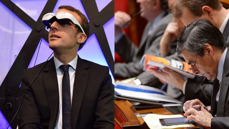Emmanuel Macron à Futurapolis au mois de novembre 2016. François Fillon en 2013 à l'Assemblée.