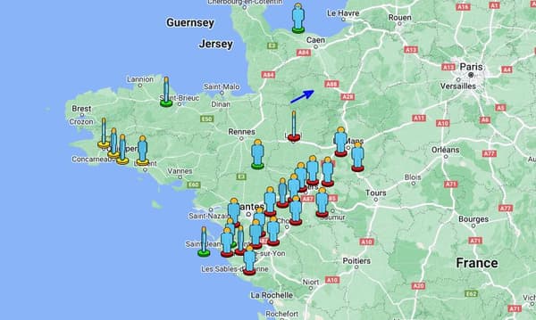 Trajectoire du météore du dimanche 25 décembre selon les témoignages enregistrés par Fireballs