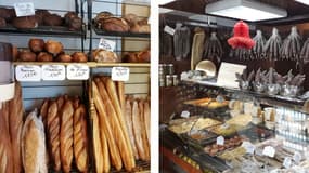 La boulangerie Au Petit Fournil (Morbihan) et la charcuterie Crouzeilles Léris (Pyrénées-Atlantiques) avant leurs fermtures.