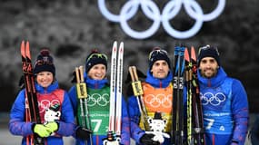 Marie Dorin, Anaïs Bescond, Simon Desthieux et Martin Fourcade