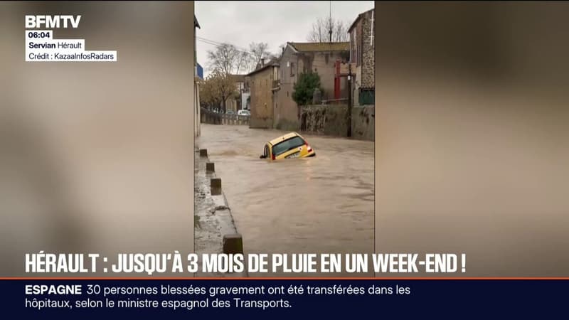 Hérault: jusqu'à 3 mois de pluie sont tombés en un week-end, causant des inondations et d'autres dégâts