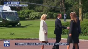 D-day: Brigitte et Emmanuel Macron rejoignent Melania et Donald Trump à Colleville-sur-Mer
