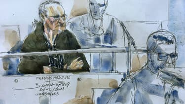 Un dessin représente Francis Heaulme à son procès le 20 décembre 2018 à la cour d'assises de Versailles.