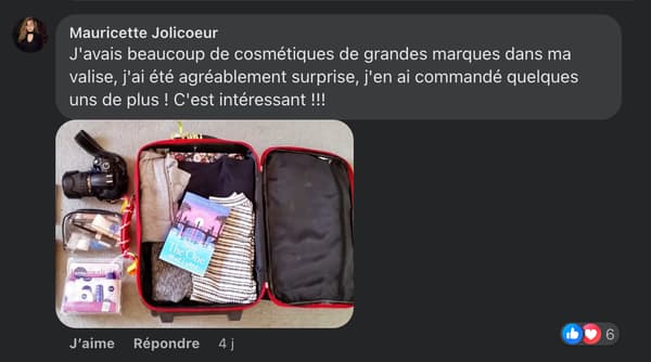 Un faux commentaire diffusé sous la publicité Facebook