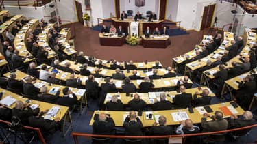 Les évêques de France lors de leur conférence annuelle à Lourdes, le 3 novembre 2018