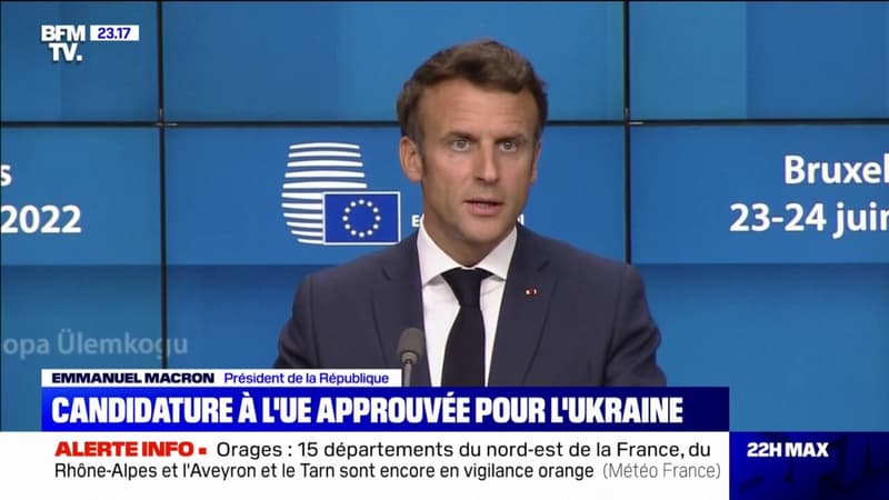 Pour Emmanuel Macron, le statut de candidat à l'UE accordé à l'Ukraine est 
