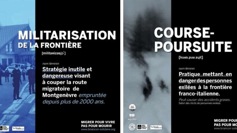 La campagne d'affichage devait reprendre cinq notions liées à la politique migratoire européenne.