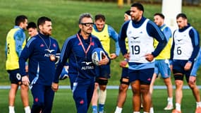 Fabien Galthié avec le XV de France, à Marcoussis le 18 février 2025