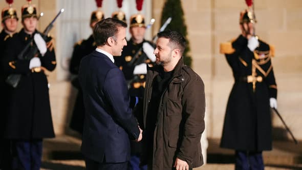 Emmanuel Macron reçoit Volodymyr Zelensky à l'Élysée le 16 février 2024. Photo d'illustration