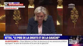 Marine Le Pen (RN) sur la déclaration de politique générale de Gabriel Attal: "Vous accommodez le pire de la droite et le pire de la gauche"