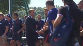 J-4 avant le Mondial de rugby: suivez en direct la rencontre entre Emmanuel Macron et le XV de France