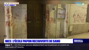 Nice: l'entrée de l'école Papon retrouvée recouverte de sang