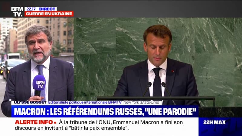 Guerre en Ukraine: à l'ONU, Emmanuel Macron dénonce le 