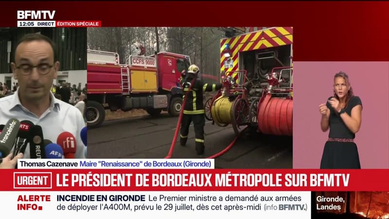 Incendie en Gironde: Thomas Cazenave, maire de Bordeaux, fait le point sur le dispositif d'évacuation et d'accueil des habitants