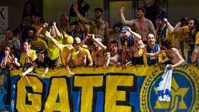 Les supporters du Maccabi Tel-Aviv lors du quart de finale d'Euroligue à Monaco, le 10 mai 2023