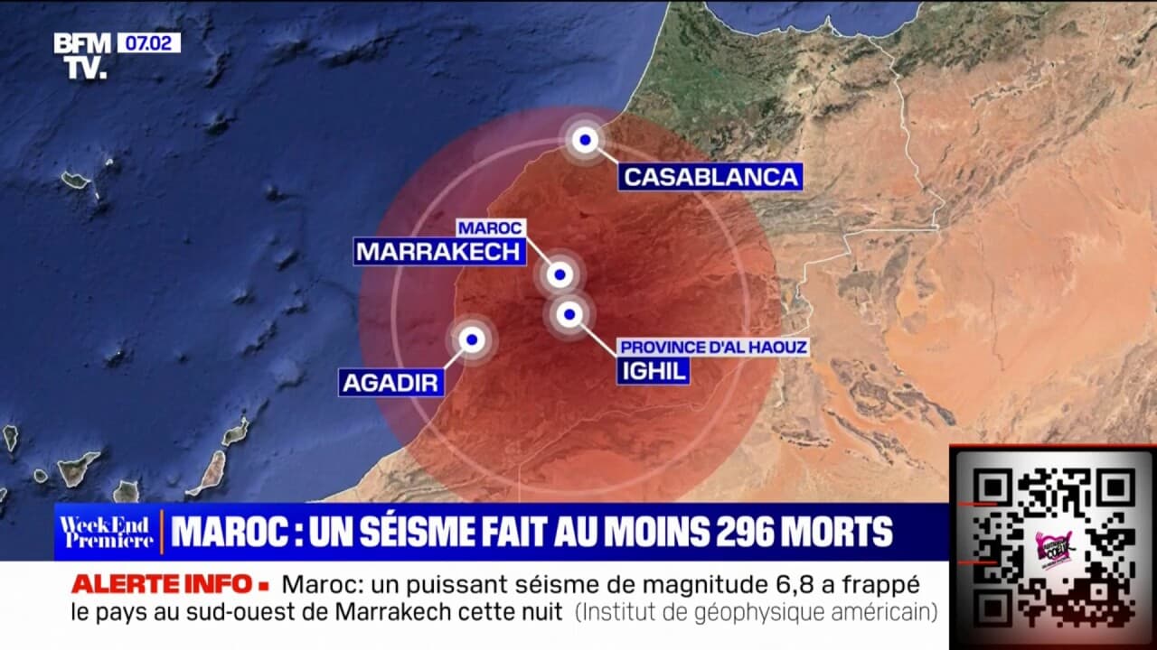 Un puissant séisme de magnitude 6 8 fait 296 morts au sud de Marrakech