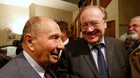 Serge Dassault et Jean-Pierre Bechter, en mars 2014 à Corbeil-Essonnes.