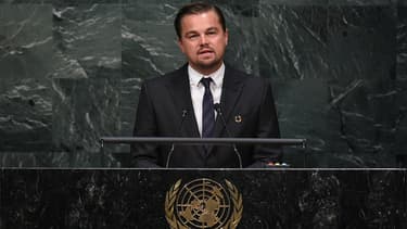 Leonardo DiCaprio le 22 avril 2016 à la tribune des Nations Unies à New York.