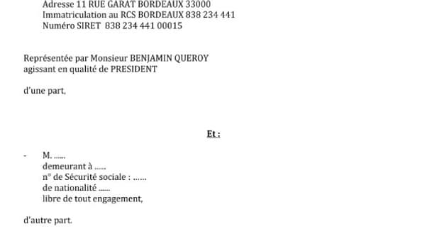 Le faux contrat de travail envoyé aux candidats Le faux contrat de travail envoyé aux candidats