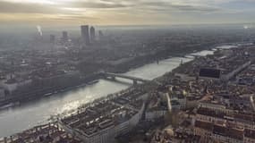 Vue aérienne de la ville de Lyon.