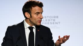 Emmanuel Macron lors d'un discours le 5 décembre 2022. 