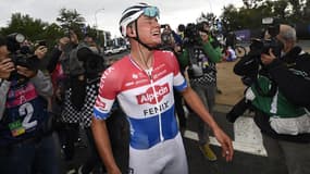 Mathieu van der Poel à l'arrivée du Tour des Flandres
