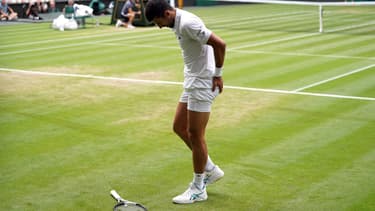 Novak Djokovic lors de la finale de Wimbledon 2023.