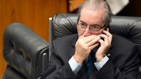 Le président du Congrès des députés Eduardo Cunha lors d'une session, le 16 avril 2016