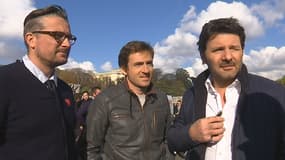 L'équipe française de "Top Gear": le comédien Philippe Lellouche, le pilote Bruce Jouanny, le journaliste Yann Larret, alias Le Tone.

