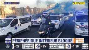 Le périphérique parisien bloqué par des centaines d'ambulanciers