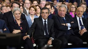 Penelope Fillon, François Fillon et Gérard Larcher au meeting de La Villette