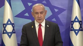 Benjamin Netanyahu lors d'une conférence de presse le 17 octobre 2024 en Israël